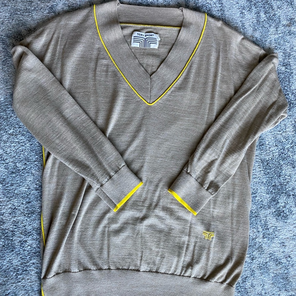 Tory Burch Performance Merino Contrast Sweater